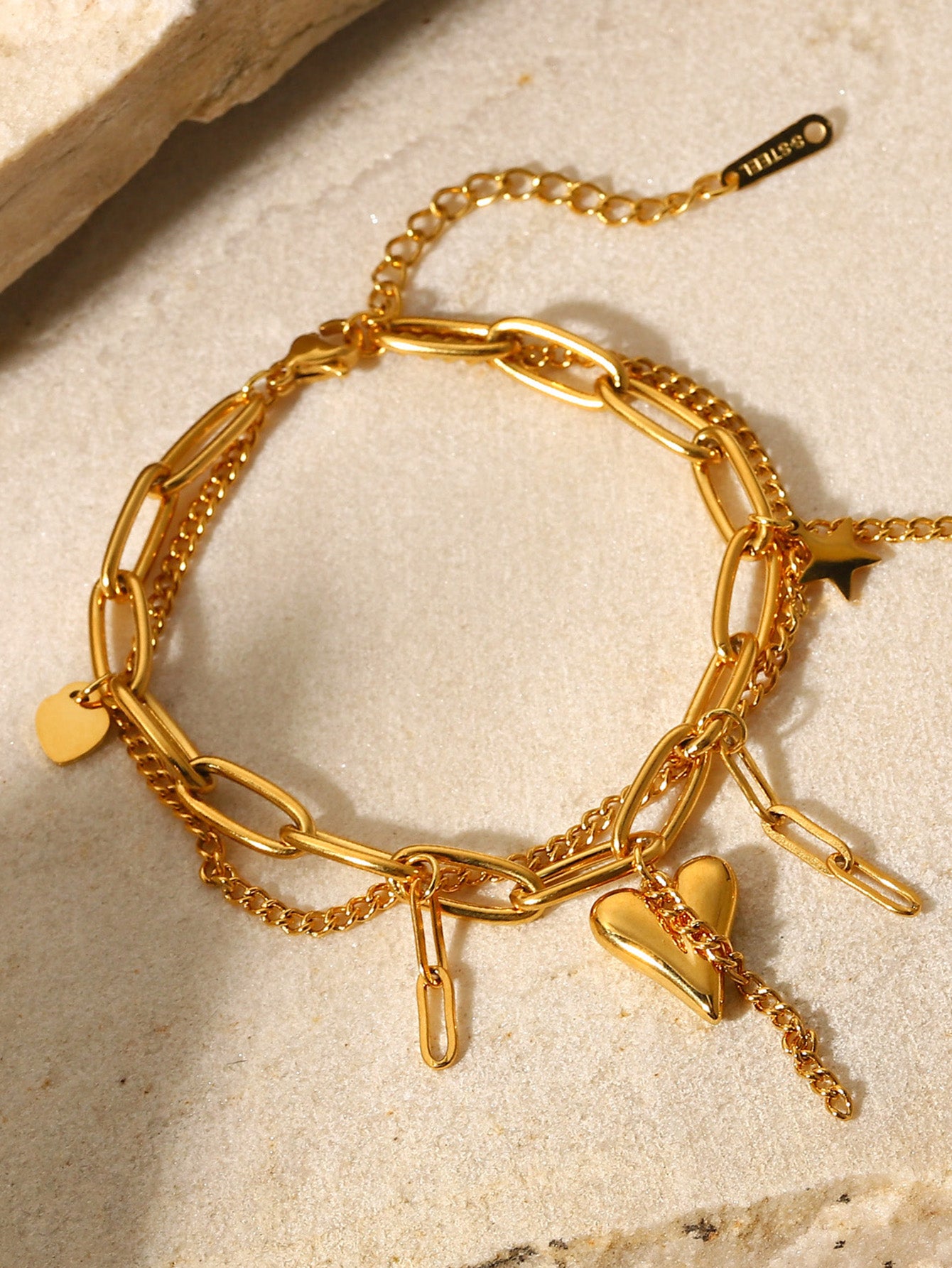 Layered Heart Charm Bracelet