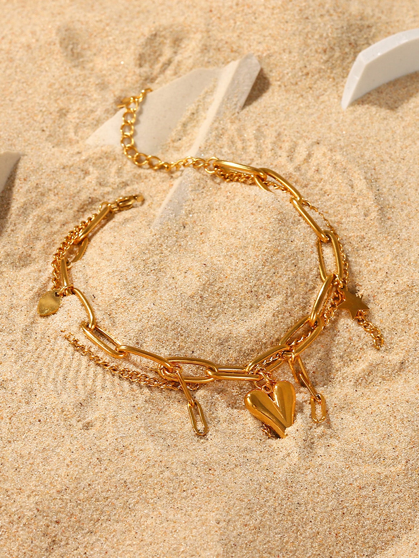 Layered Heart Charm Bracelet