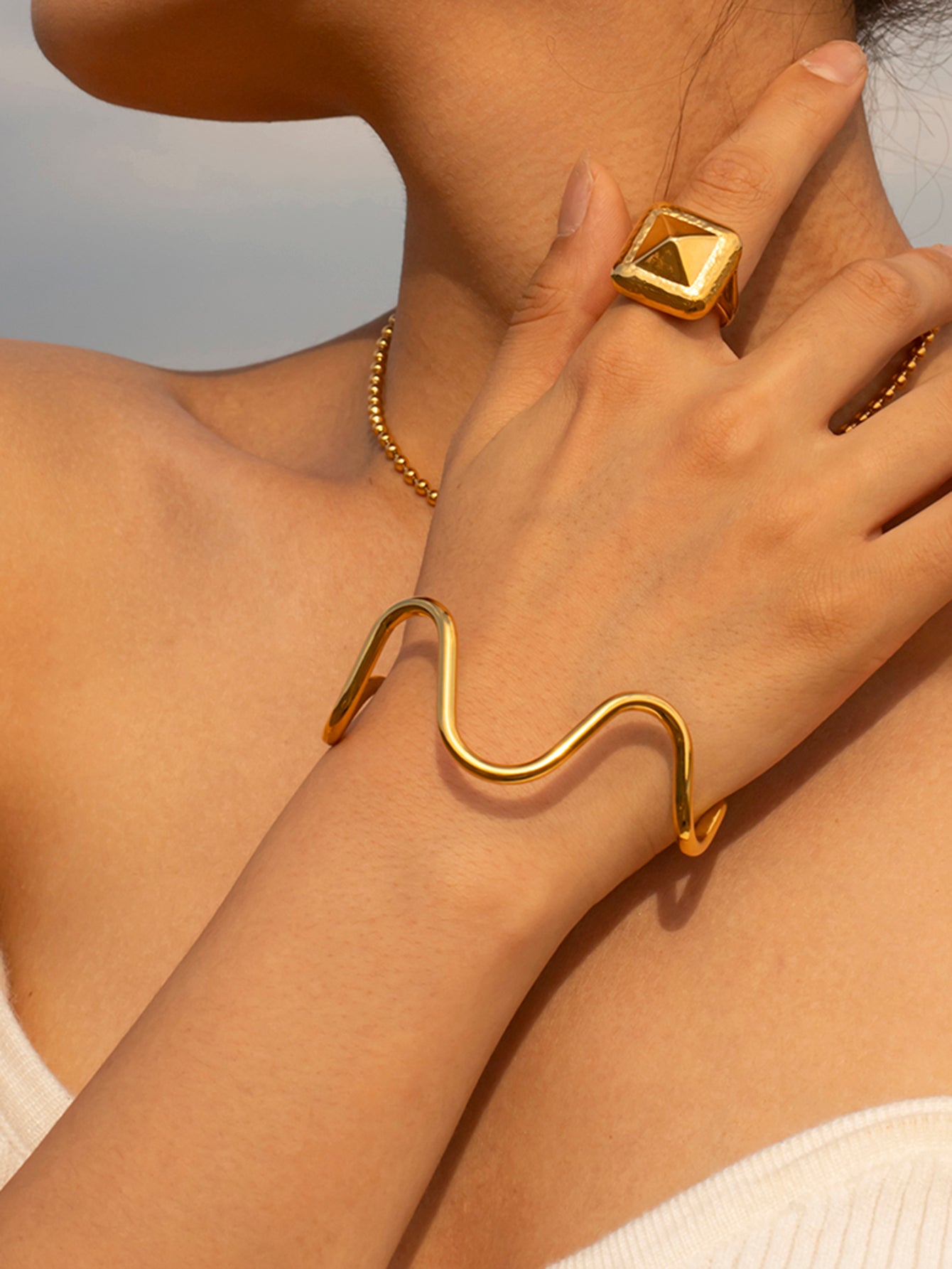 Aegean Wavy Statement Bangle
