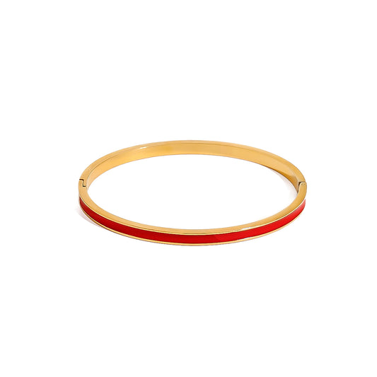 Gold & Red Enamel Bangle