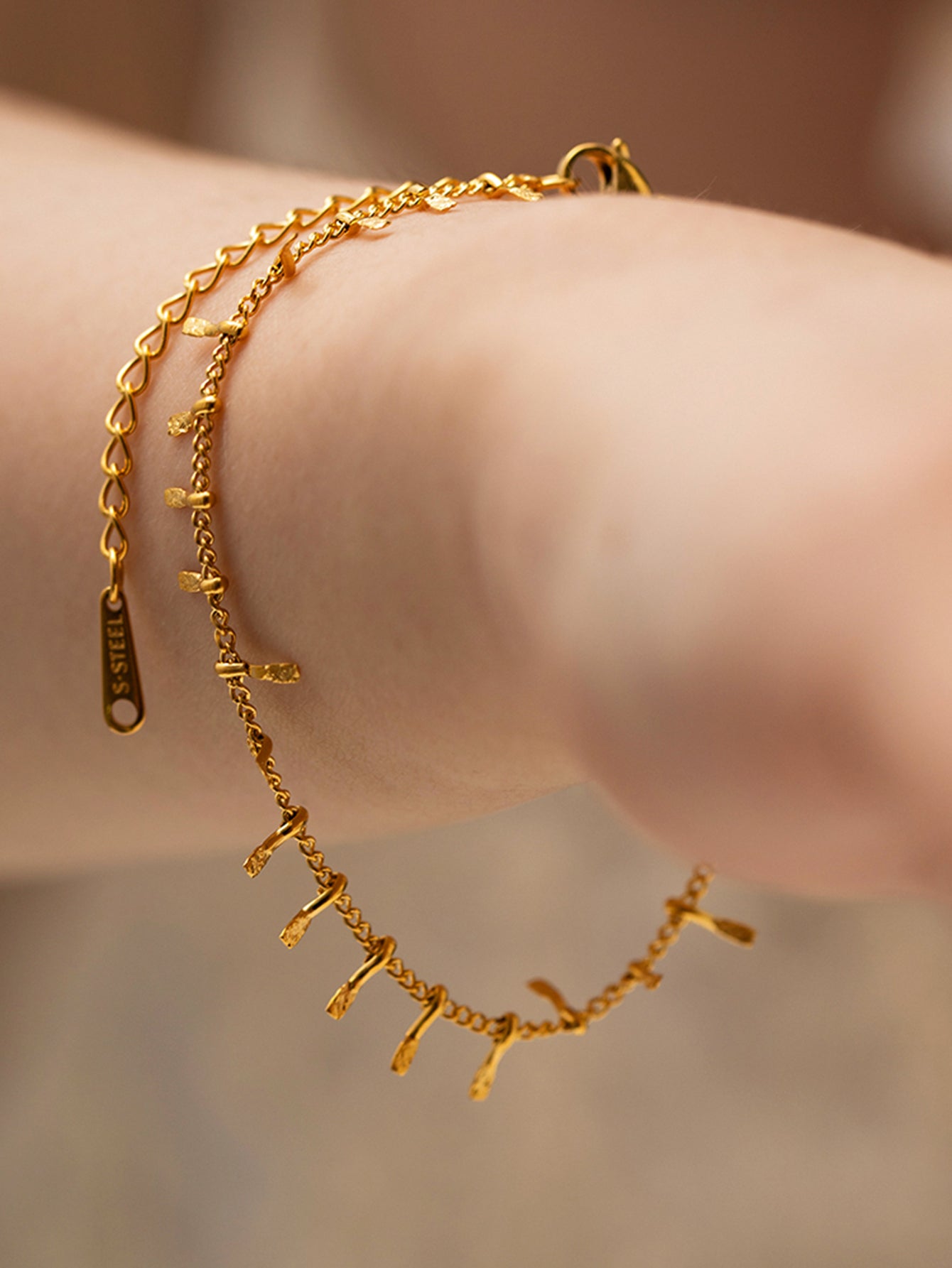 Artisan Hammered Tassel Link Bracelet