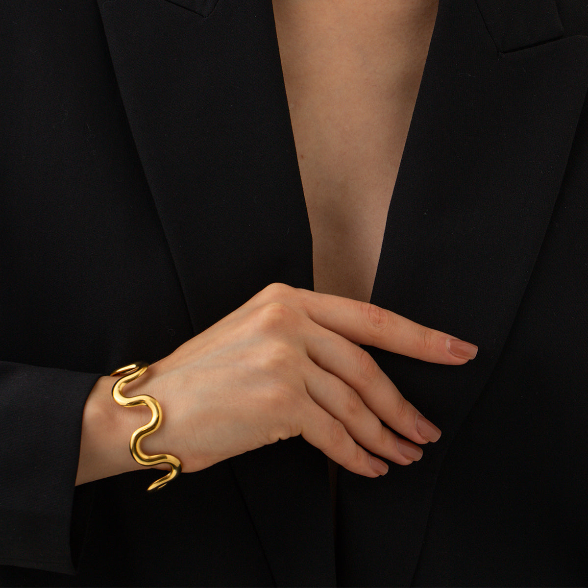 Gold Wavy Cuff Bracelet