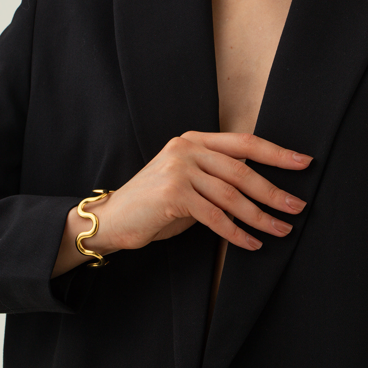 Gold Wavy Cuff Bracelet