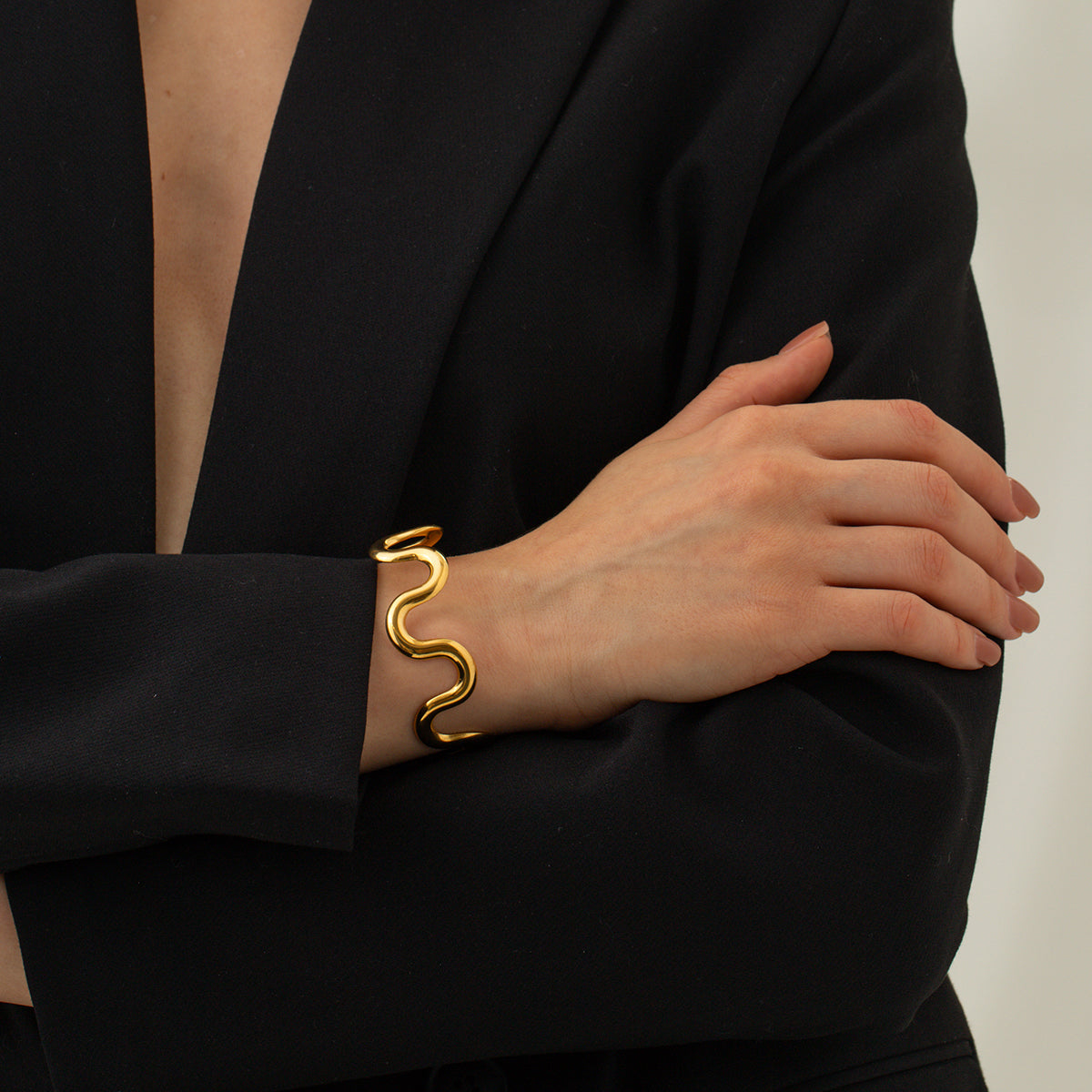 Gold Wavy Cuff Bracelet