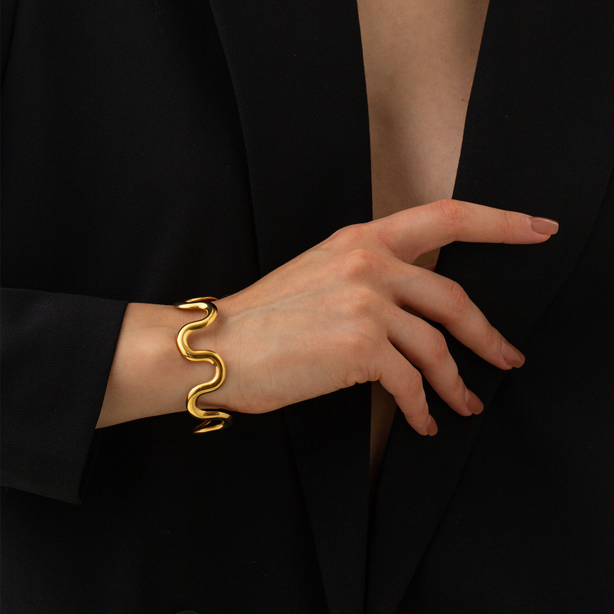 Gold Wavy Cuff Bracelet