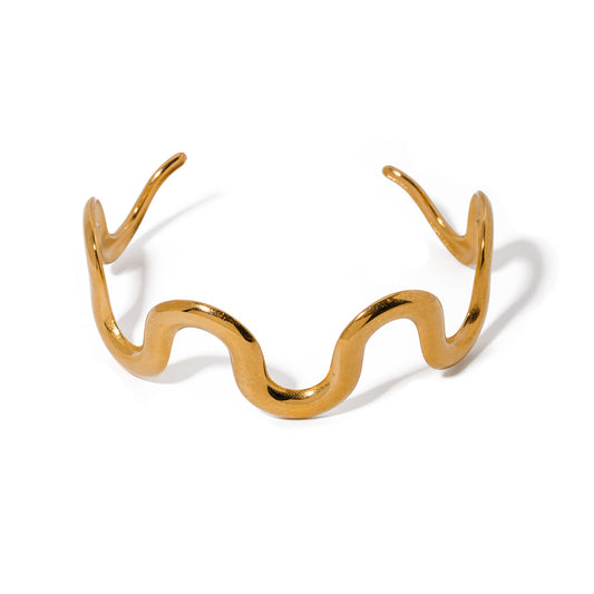 Gold Wavy Cuff Bracelet