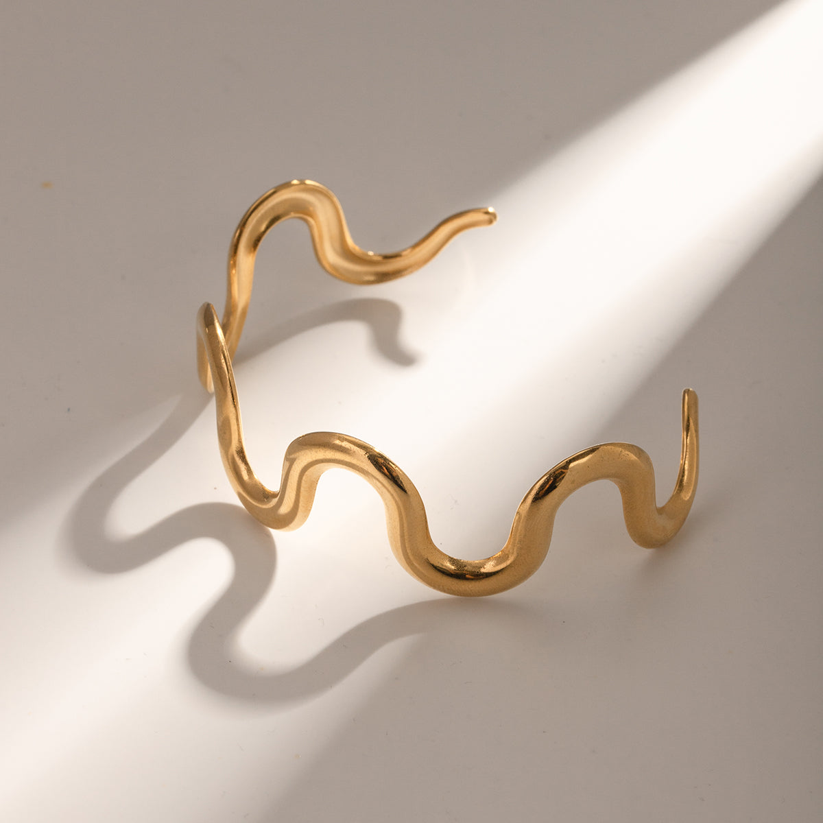 Gold Wavy Cuff Bracelet