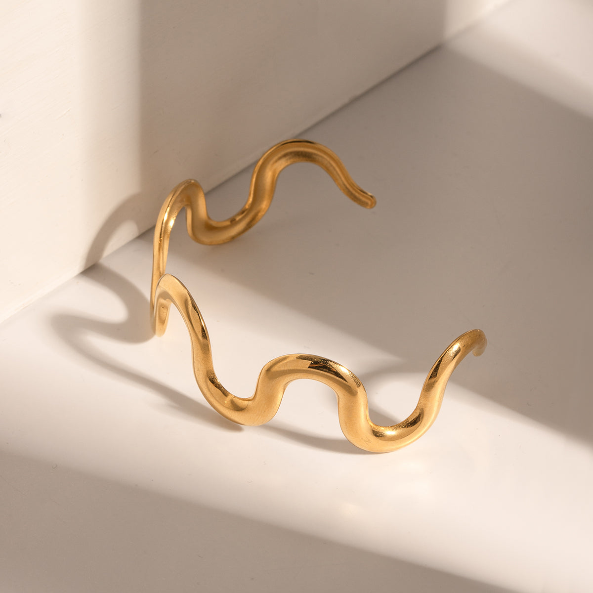 Gold Wavy Cuff Bracelet