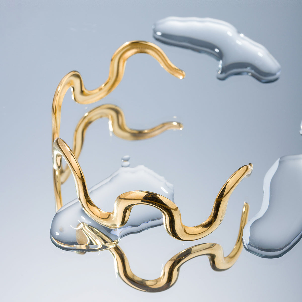 Gold Wavy Cuff Bracelet