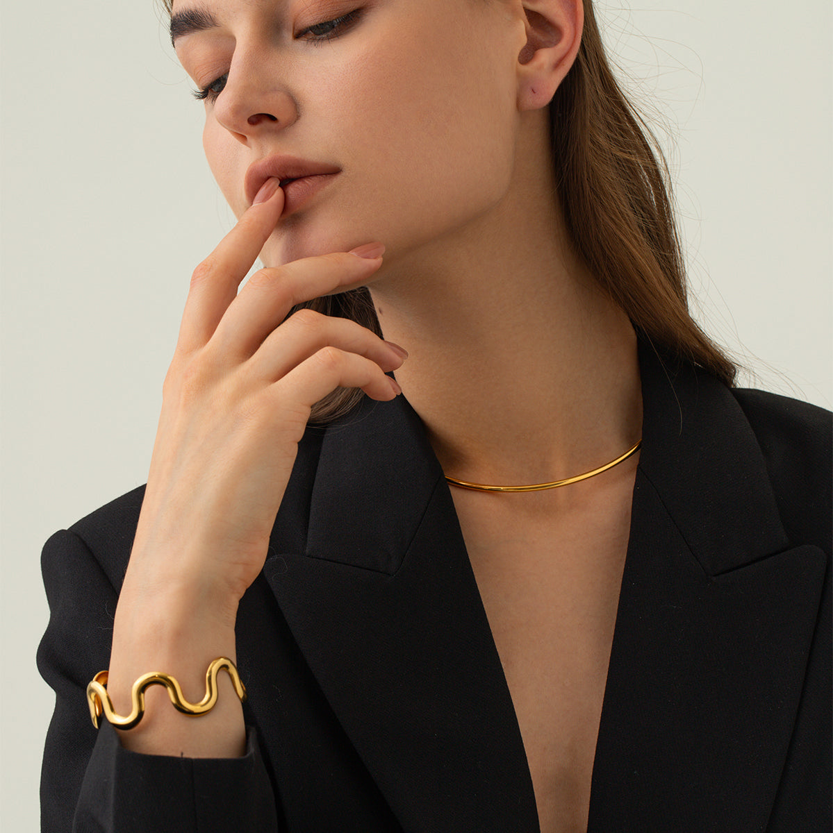 Gold Wavy Cuff Bracelet