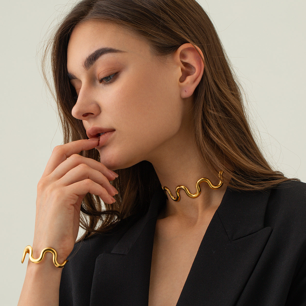 Gold Wavy Cuff Bracelet