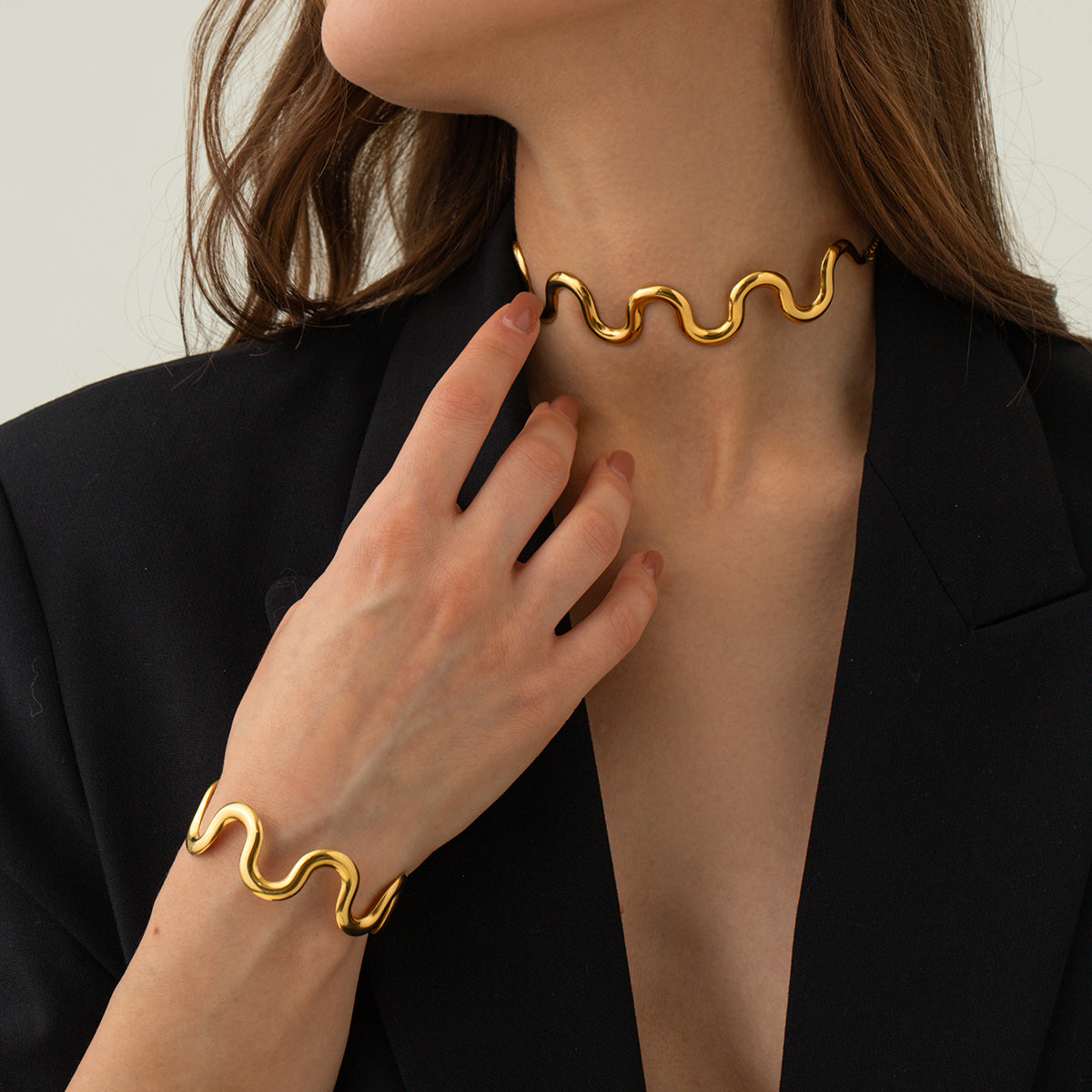 Gold Wavy Cuff Bracelet