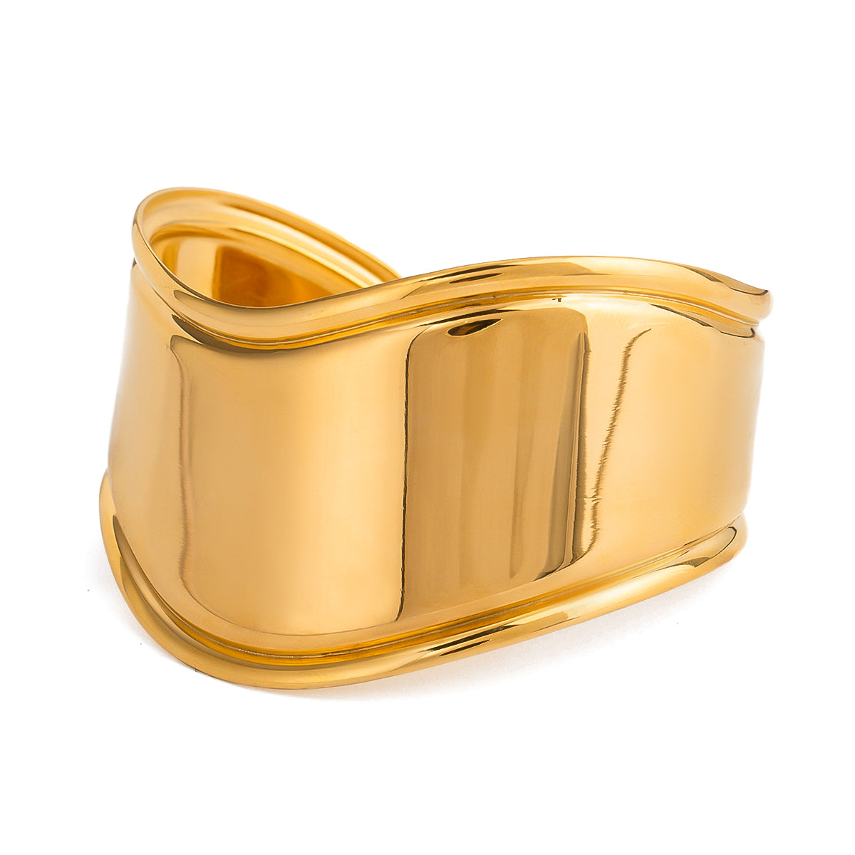 Wide Sculpted Gold Cuff Bracelet