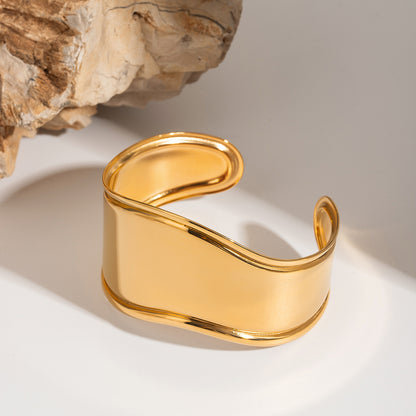 Wide Sculpted Gold Cuff Bracelet