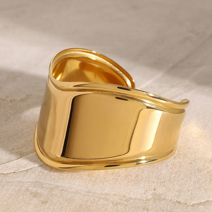 Wide Sculpted Gold Cuff Bracelet