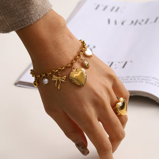 Gold Heart Charm Bracelet