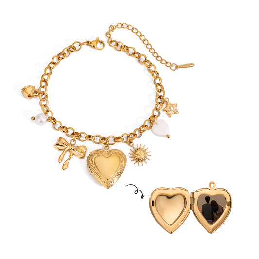 Gold Heart Charm Bracelet