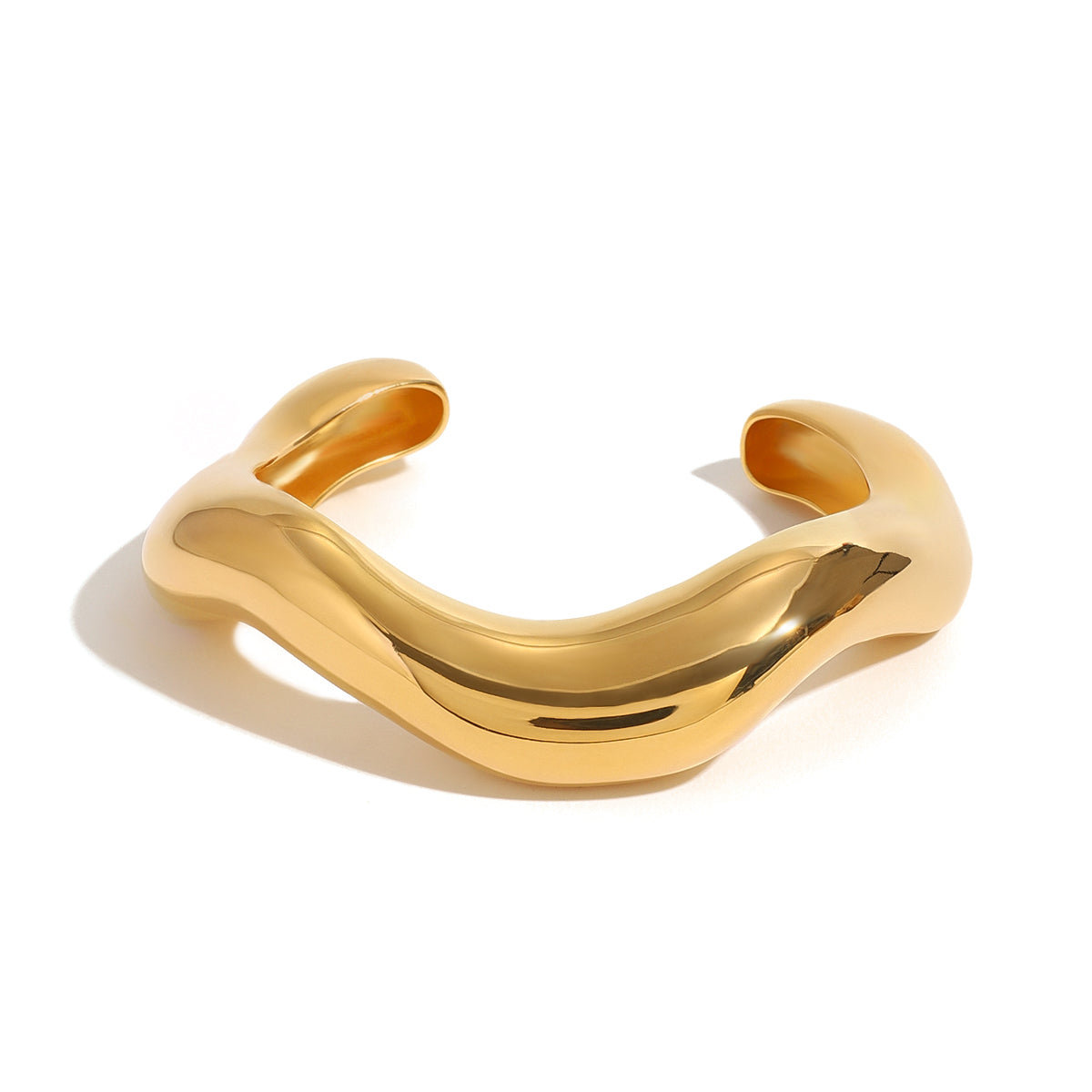 Minimal Gold Wave Bangle Bracelet