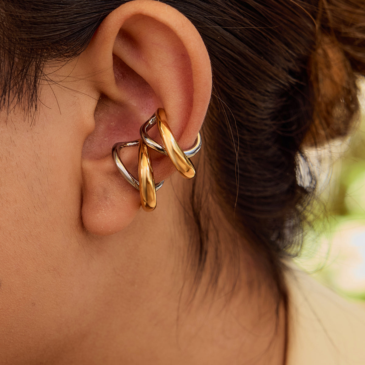 Gold & Silver Sculptural Ear Cuff