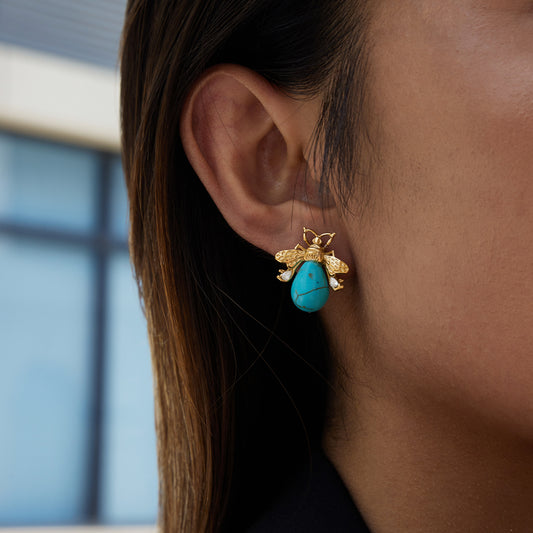 Bee Turquoise Stud Earrings