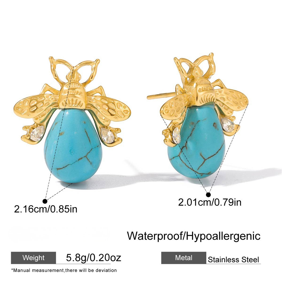Bee Turquoise Stud Earrings