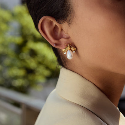 Pearl Bee Stud Earrings