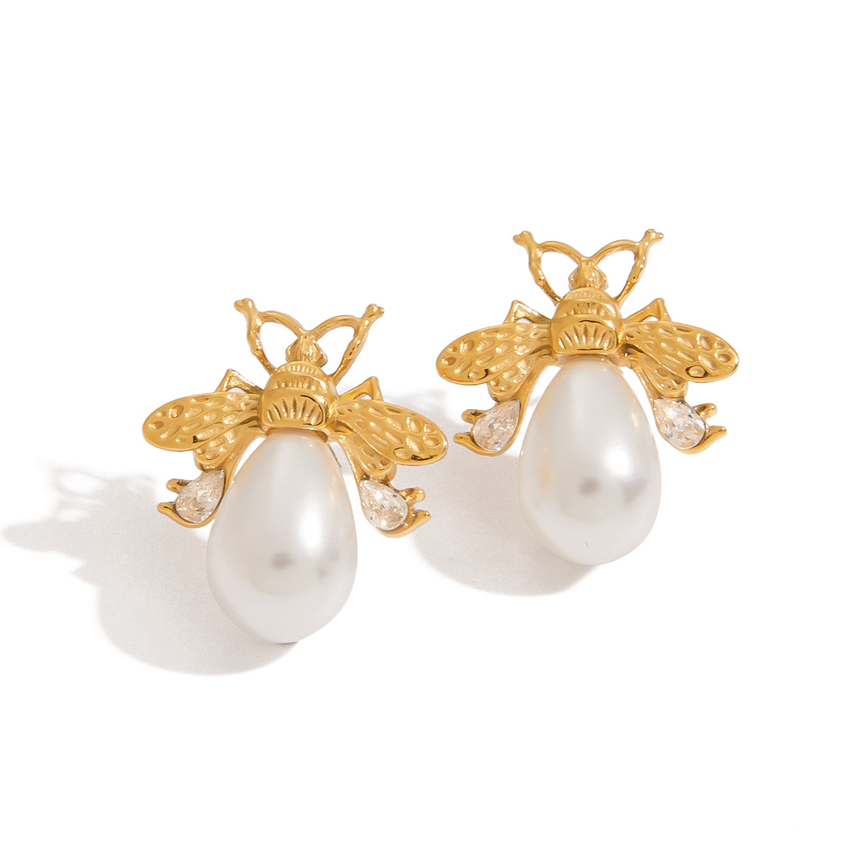 Pearl Bee Stud Earrings