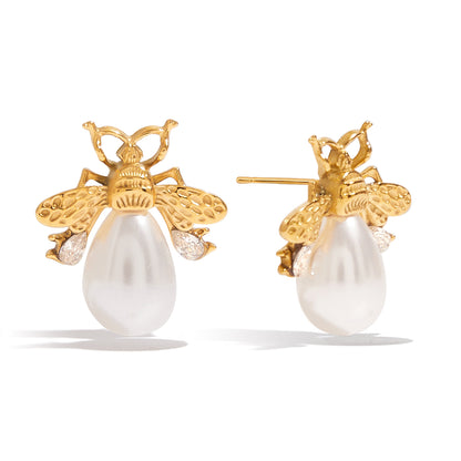 Pearl Bee Stud Earrings