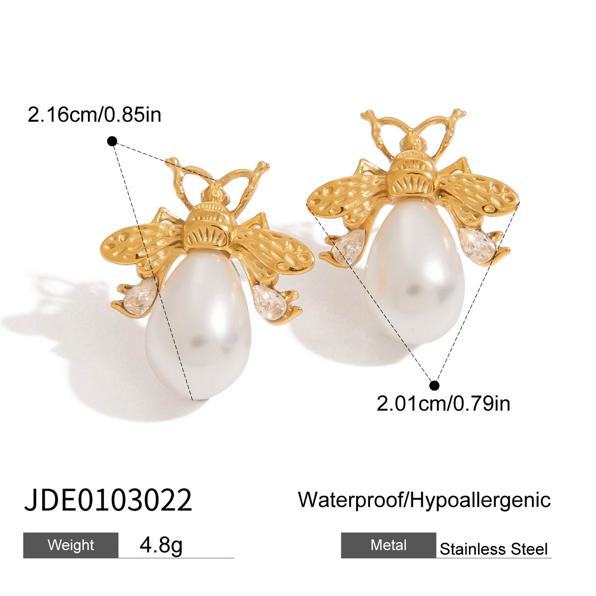 Pearl Bee Stud Earrings