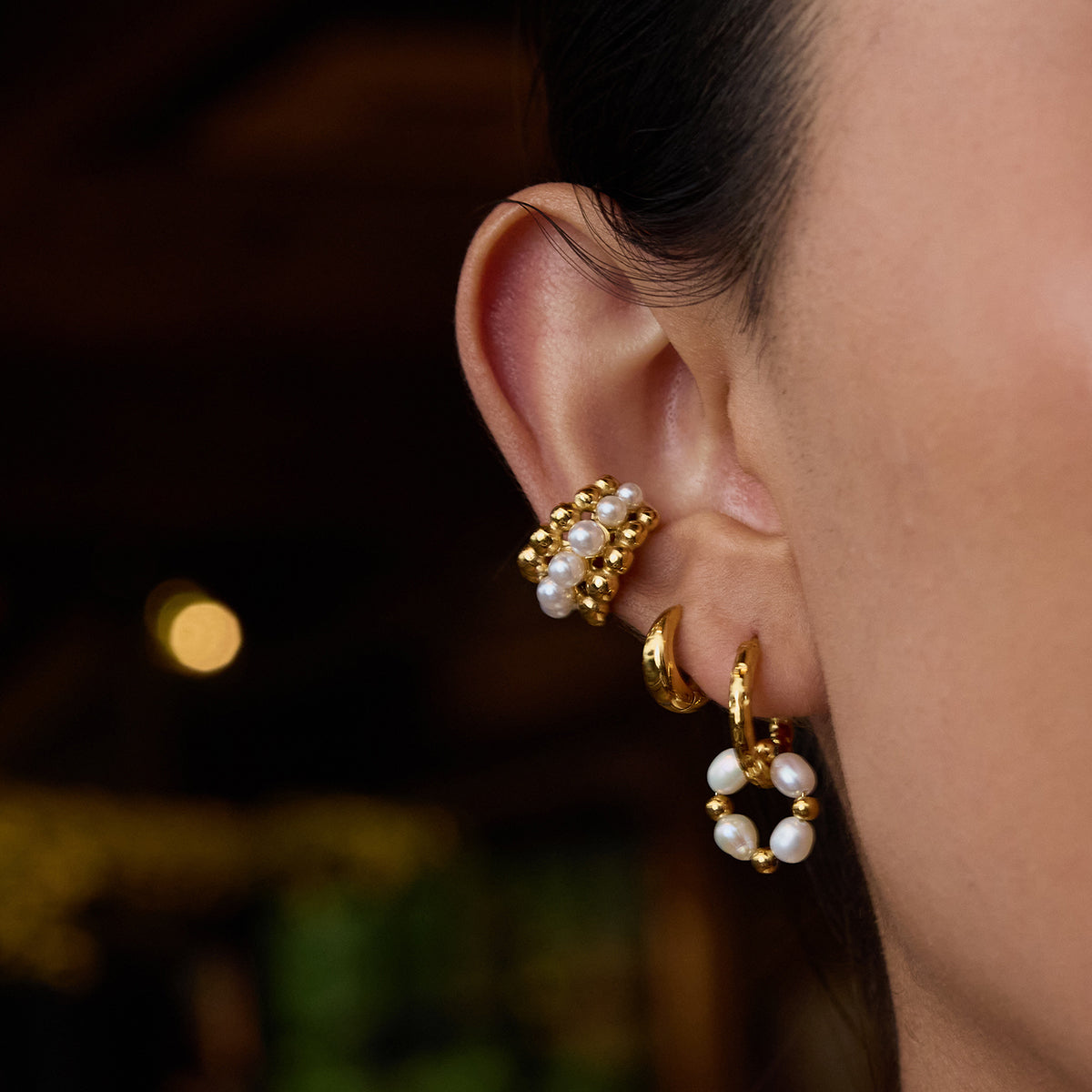 Gold Pearl Bead Earcuffs