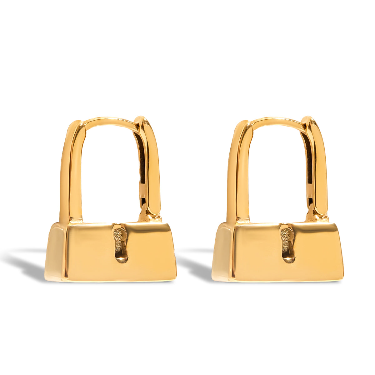 Mini Lock Huggie Earrings