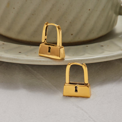 Mini Lock Huggie Earrings