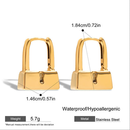 Mini Lock Huggie Earrings