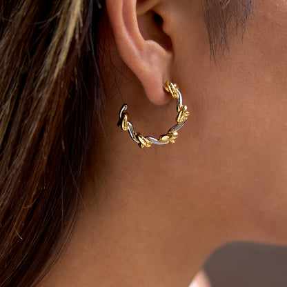 Two‑Tone Knot Hoop Earrings
