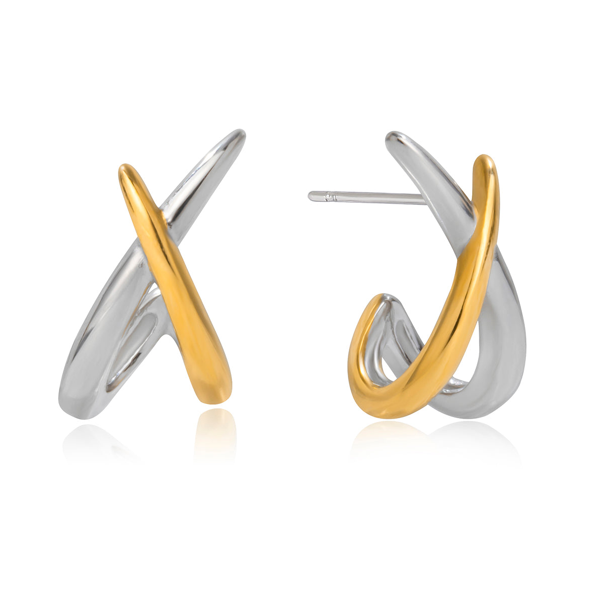 Two‑Tone Abstract Hoop Earrings