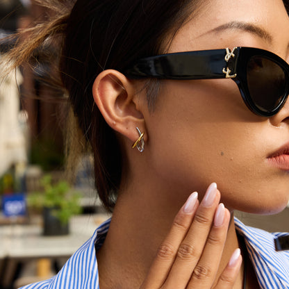 Two‑Tone Abstract Hoop Earrings