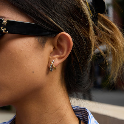 Two‑Tone Abstract Hoop Earrings