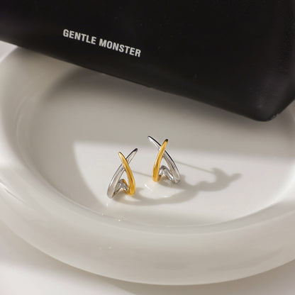 Two‑Tone Abstract Hoop Earrings