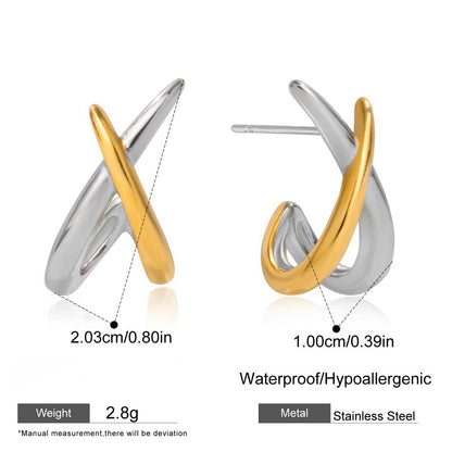 Two‑Tone Abstract Hoop Earrings