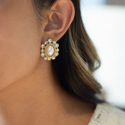 Gilded Aura Crystal Inlay Earrings