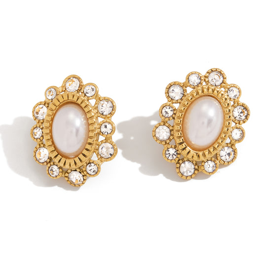 Gilded Aura Crystal Inlay Earrings