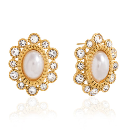 Gilded Aura Crystal Inlay Earrings