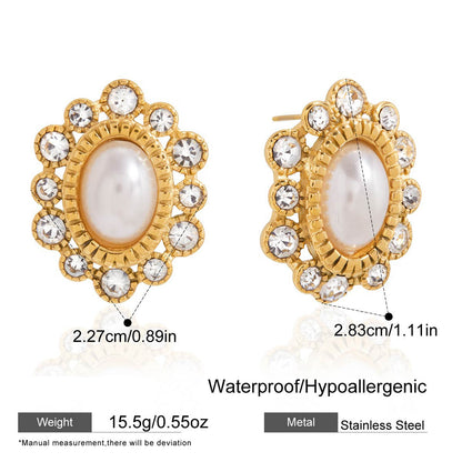 Gilded Aura Crystal Inlay Earrings
