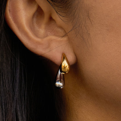 The Eclipse Two-Tone Drop Earrings