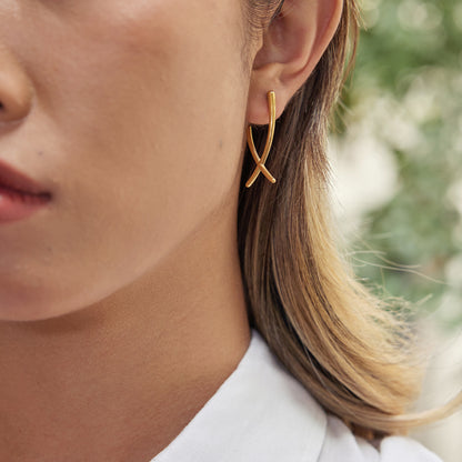 Ethereal Cross-Curve Studs