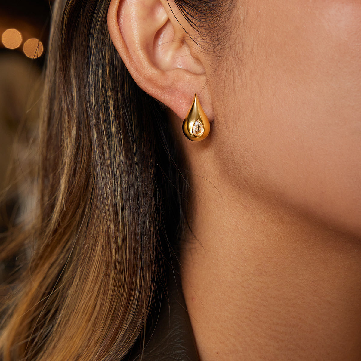 Droplet Halo Inset Earrings