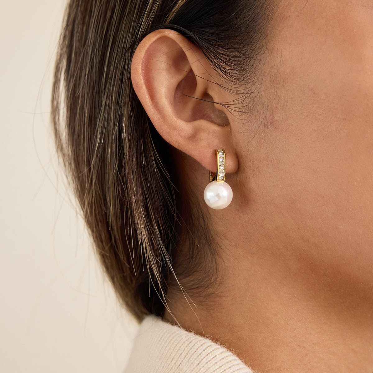 The Baguette & Pearl Hoops