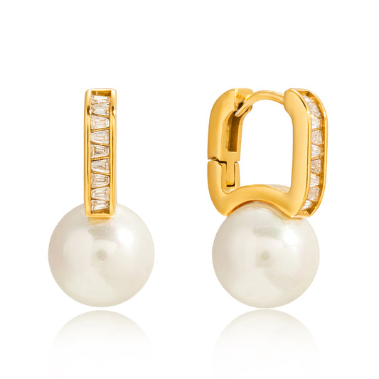 The Baguette & Pearl Hoops