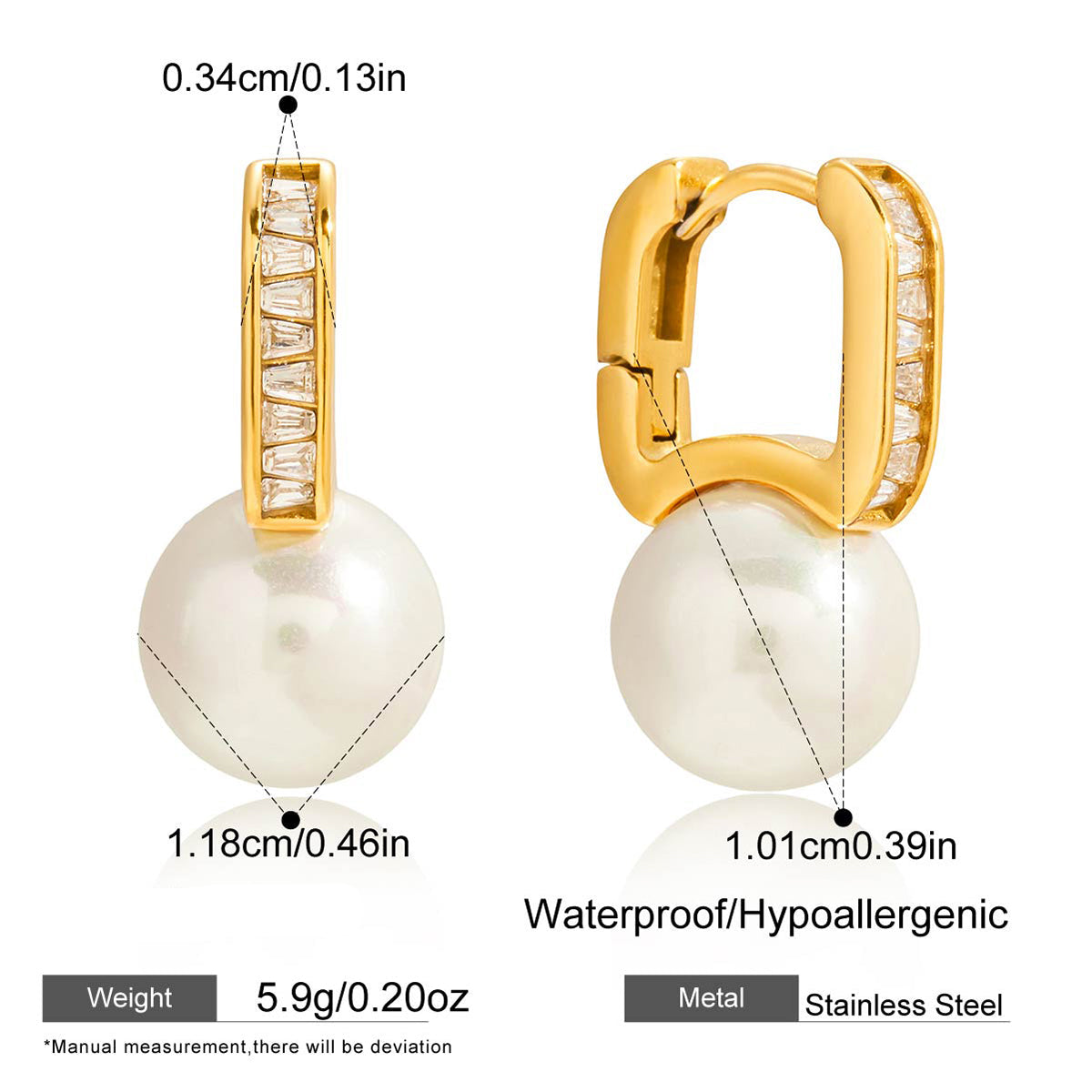 The Baguette & Pearl Hoops