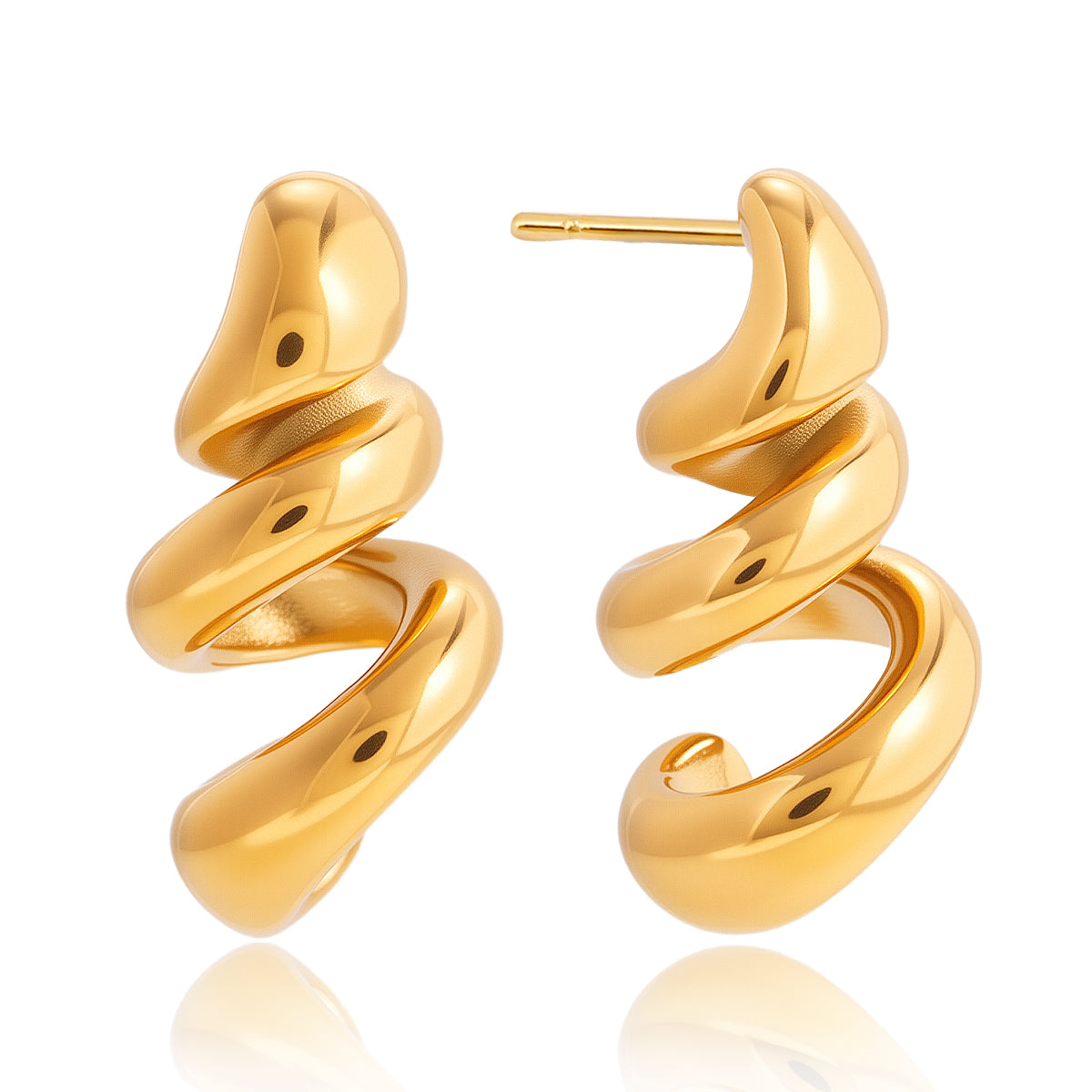 Twisted Sculptural Gold Stud Earrings